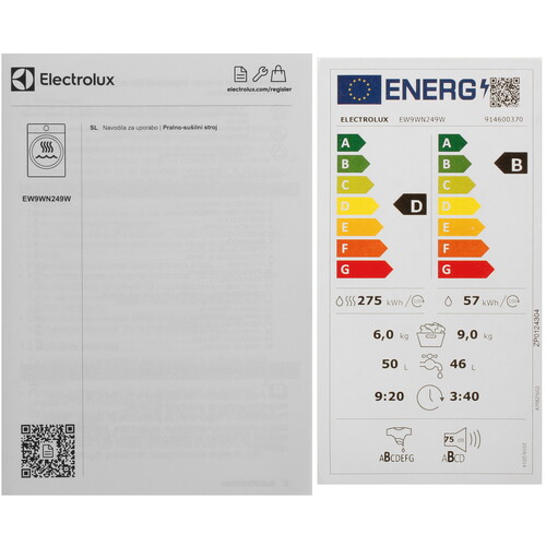 Купить Стирально-сушильная машина Electrolux EW9WN249W белый  5085461. Характеристики, отзывы и цены в Донецке
