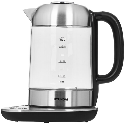 Купить Электрочайник Hyundai HYK-G8407 серебристый  9228364. Характеристики, отзывы и цены в Донецке