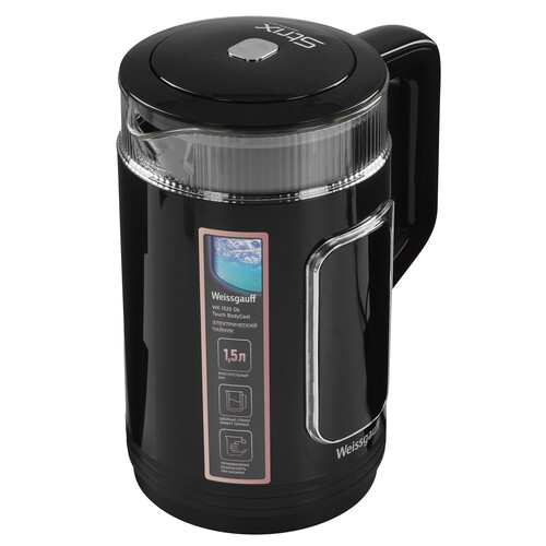 Купить Электрочайник Weissgauff WK 1520 Db Touch BodyCool черный  9259478. Характеристики, отзывы и цены в Донецке