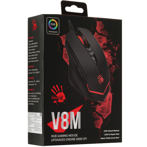 Купить Мышь проводная A4Tech Bloody V8M  черный  9280313. Характеристики, отзывы и цены в Донецке