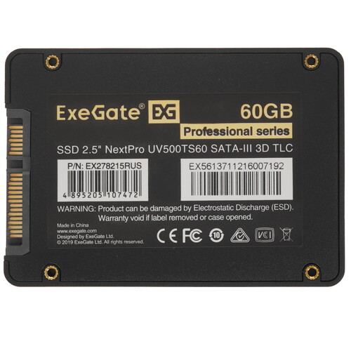 Купить 60 ГБ 2.5" SATA накопитель ExeGate NextPro UV500TS60 [EX278215RUS]  5355204. Характеристики, отзывы и цены в Донецке