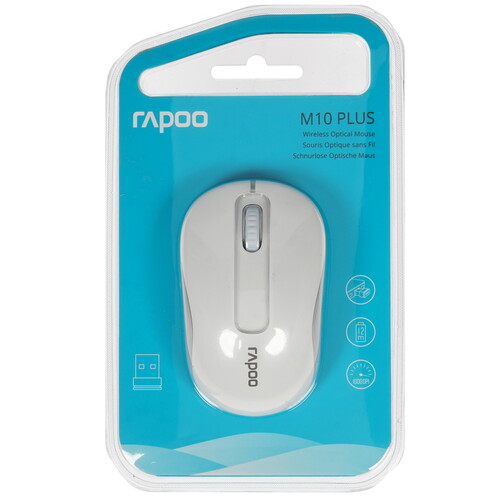 Купить Мышь беспроводная RAPOO M10 Plus [1140085] белый  4714027. Характеристики, отзывы и цены в Донецке