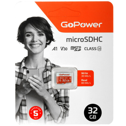 Купить Карта памяти GoPower microSDHC 32 ГБ [00-00025680]  5485566. Характеристики, отзывы и цены в Донецке