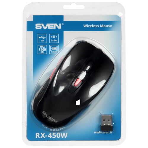 Купить Мышь беспроводная SVEN RX-450W [SV-021825] черный  9050496. Характеристики, отзывы и цены в Донецке