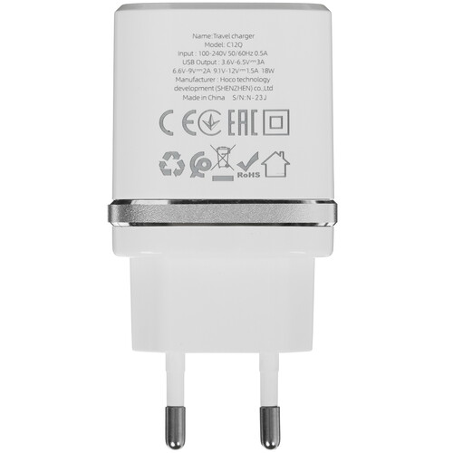 Купить Сетевое зарядное устройство Hoco C12Q Smart белый  5474835. Характеристики, отзывы и цены в Донецке