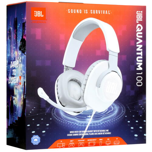 Купить Проводные наушники JBL QUANTUM 100 белый  1653566. Характеристики, отзывы и цены в Донецке