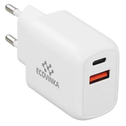 Купить Сетевое зарядное устройство ECOVINKA GAN-33UE белый  9139783. Характеристики, отзывы и цены в Донецке