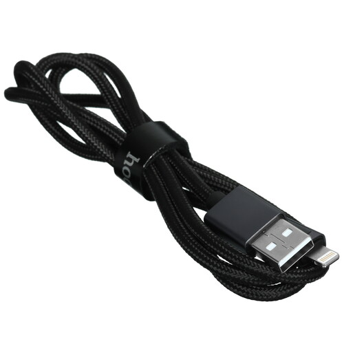 Купить Кабель круглый Hoco Lightning 8-pin - USB 2.0 Type-A черный 1 м  5635306. Характеристики, отзывы и цены в Донецке