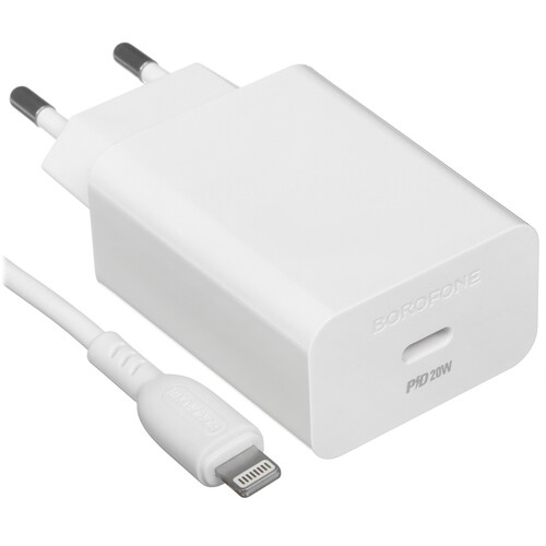 Купить Сетевое зарядное устройство Borofone BA21A Pro белый  5474786. Характеристики, отзывы и цены в Донецке