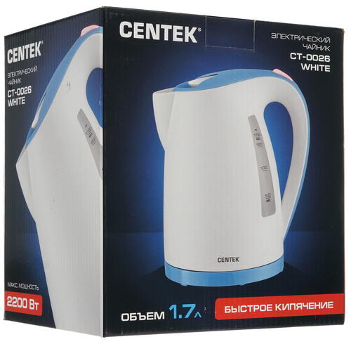 Купить Электрочайник Centek CT-0026 белый  8184151. Характеристики, отзывы и цены в Донецке