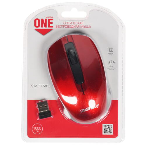 Купить Мышь беспроводная Smartbuy ONE SBM-332AG-R  красный  4763098. Характеристики, отзывы и цены в Донецке