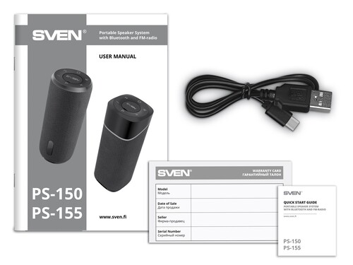 Купить Портативная колонка SVEN PS-155, черный  5635922. Характеристики, отзывы и цены в Донецке