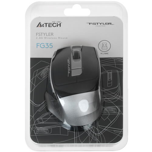 Купить Мышь беспроводная A4Tech Fstyler FG35  серый  8164173. Характеристики, отзывы и цены в Донецке