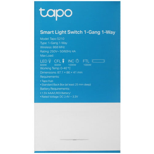 Купить Умный выключатель TP-Link Tapo S210  5630605. Характеристики, отзывы и цены в Донецке