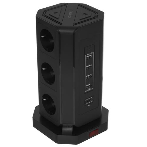 Купить Сетевой фильтр QUMO Power Tower PRO PD 8SP4U (P-0004) черный  5416305. Характеристики, отзывы и цены в Донецке