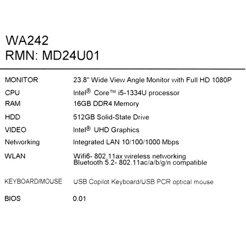 Купить 23.8" Моноблок AOPEN WA242  5632514. Характеристики, отзывы и цены в Донецке