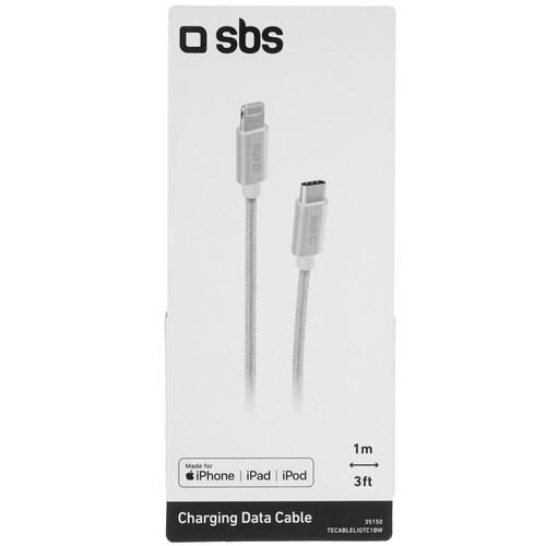 Купить Кабель круглый SBS Lightning 8-pin MFI - USB Type-C серебристый 1 м  5471843. Характеристики, отзывы и цены в Донецке
