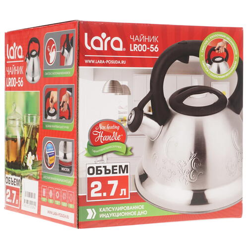 Купить Чайник для плиты Lara LR00-56 серебристый  5417106. Характеристики, отзывы и цены в Донецке