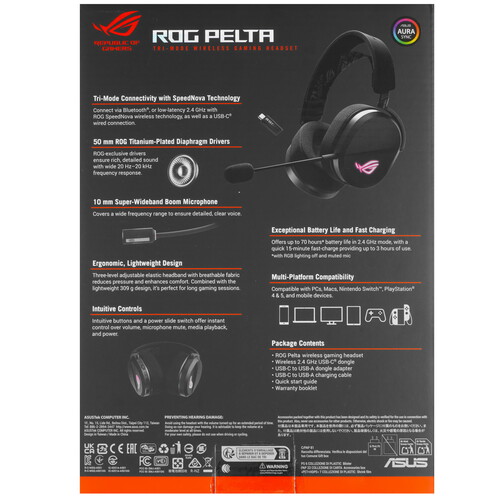Купить Беспроводные/проводные наушники ASUS ROG Pelta черный 2024  5612612. Характеристики, отзывы и цены в Донецке