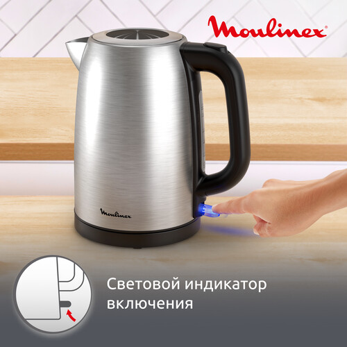 Купить Электрочайник Moulinex BY1R0DF0 серый  9291924. Характеристики, отзывы и цены в Донецке