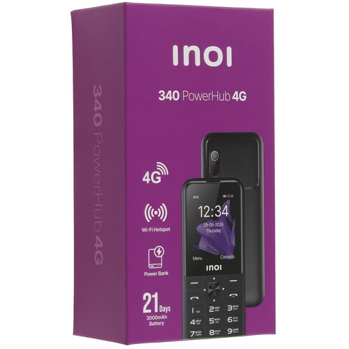 Купить Сотовый телефон INOI 340 PowerHub 4G черный  9234177. Характеристики, отзывы и цены в Донецке