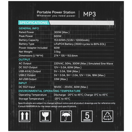 Купить Портативная зарядная станция MARSRIVA MP3 черный  9281635. Характеристики, отзывы и цены в Донецке