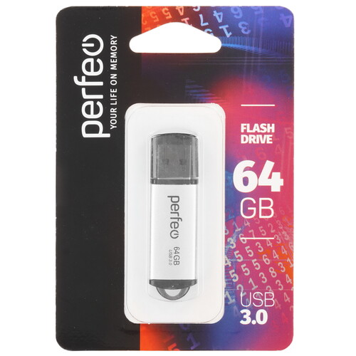 Купить Память USB Flash 64 ГБ Perfeo C14 Metal Series [PF-C14S064ES]  9209178. Характеристики, отзывы и цены в Донецке
