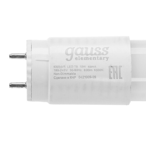 Купить Комплект светодиодных ламп Gauss Elementary T8 10W 800lm 6500K G13 600mm  9109866. Характеристики, отзывы и цены в Донецке