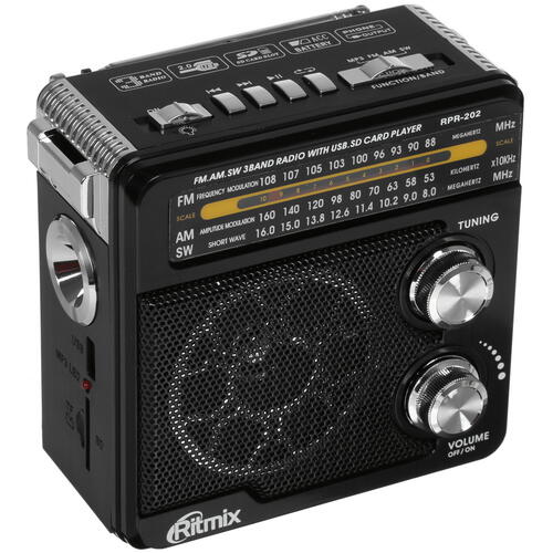 Купить Радиоприемник Ritmix RPR-202 черный  5040226. Характеристики, отзывы и цены в Донецке