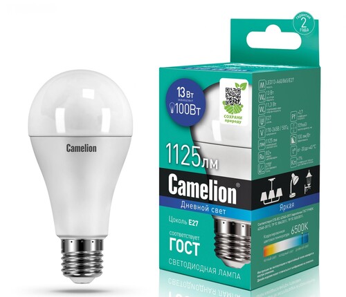 Купить Лампа светодиодная Camelion LED E27/A60/13w/865  5642993. Характеристики, отзывы и цены в Донецке