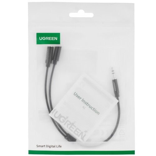 Купить Кабель   Ugreen jack 3.5 мм - jack 3.5 мм х2 шт. черный  9147609. Характеристики, отзывы и цены в Донецке
