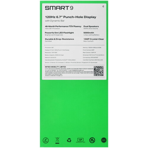 Купить 6.7" Смартфон Infinix SMART 9 128 ГБ черный  5488701. Характеристики, отзывы и цены в Донецке