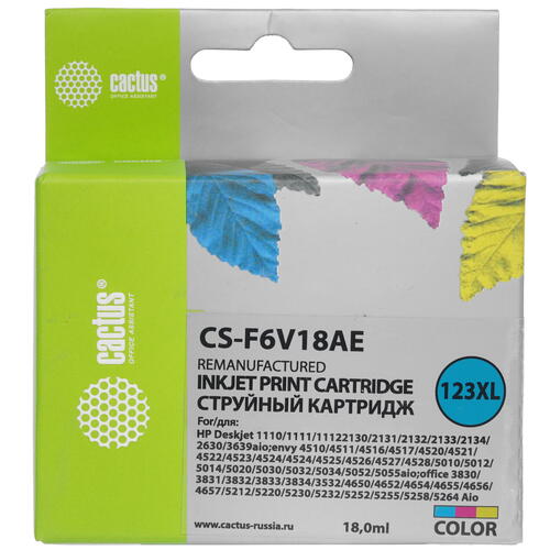 Купить Картридж Cactus CS-F6V18AE голубой, желтый, пурпурный  9910394. Характеристики, отзывы и цены в Донецке