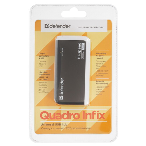 Купить USB-разветвитель Defender Quadro Infix  5034187. Характеристики, отзывы и цены в Донецке