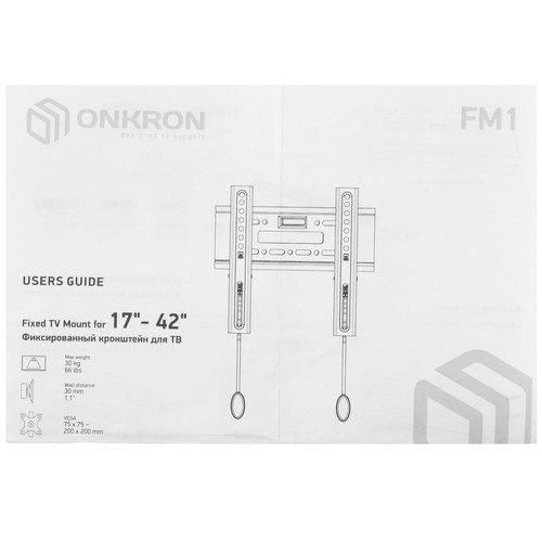 Купить Кронштейн для ТВ ONKRON FM1 черный  4830320. Характеристики, отзывы и цены в Донецке