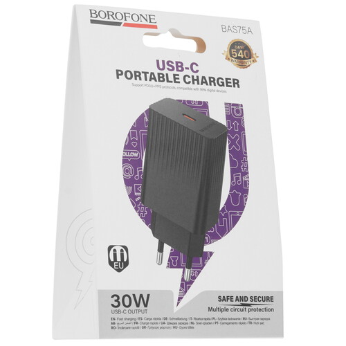 Купить Сетевое зарядное устройство Borofone BAS75A черный  5639679. Характеристики, отзывы и цены в Донецке