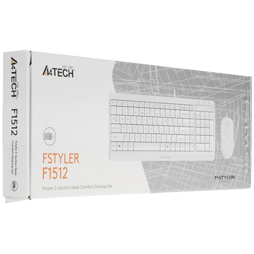 Купить Клавиатура+мышь  проводная  A4Tech Fstyler F1512 белый  4827020. Характеристики, отзывы и цены в Донецке