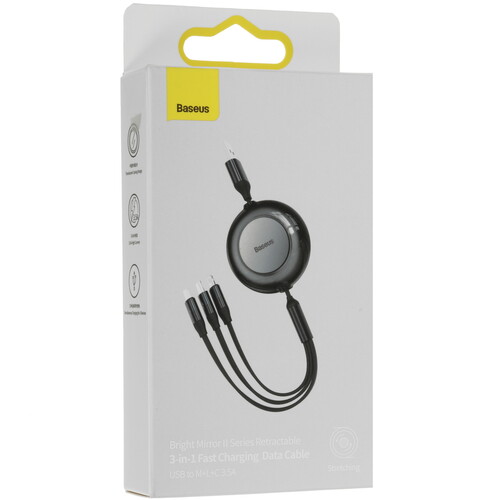 Купить Кабель автосмотка Baseus Lightning 8-pin, micro USB, USB Type-C - USB 2.0 Type-A черный 1.1 м  5482547. Характеристики, отзывы и цены в Донецке