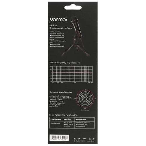 Купить Микрофон YANMAI SF-910 черный  5481707. Характеристики, отзывы и цены в Донецке