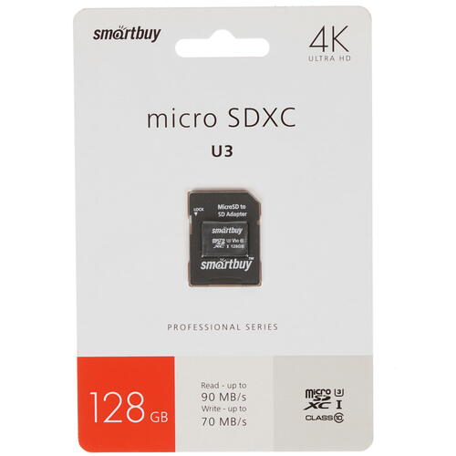 Купить Карта памяти Smartbuy microSDXC 128 ГБ [SB128GBSDCL10U3-01]  4795816. Характеристики, отзывы и цены в Донецке