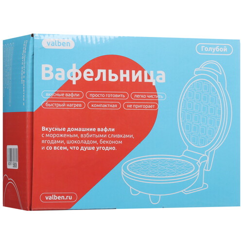 Купить Вафельница Valben VAL-WP-MK03-GR голубой  5491958. Характеристики, отзывы и цены в Донецке