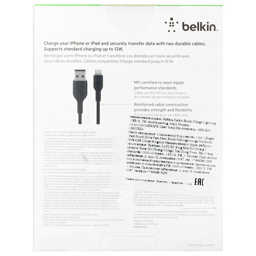 Купить Кабель круглый Belkin Lightning 8-pin MFI - USB 2.0 Type-A черный 1 м  5605592. Характеристики, отзывы и цены в Донецке