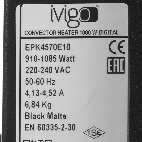 Купить Конвектор iVigo EPK4570E10  9304075. Характеристики, отзывы и цены в Донецке