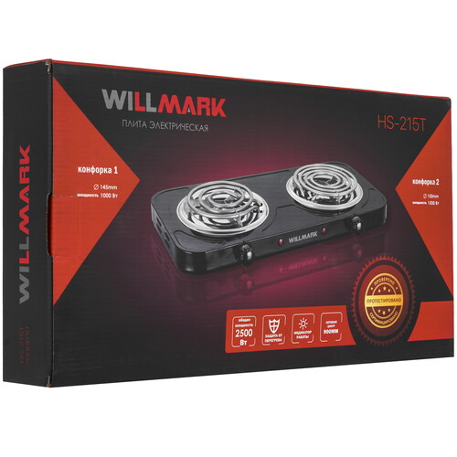 Купить Плита компактная электрическая Willmark HS-215Т черный  8196299. Характеристики, отзывы и цены в Донецке