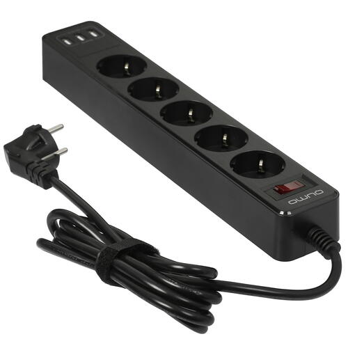 Купить Сетевой фильтр QUMO Power Bar 5SP4U (P-0005) черный  5416309. Характеристики, отзывы и цены в Донецке