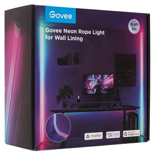 Купить Умная неоновая лента Govee Neon Rope Light for Wall Lining H66413D1 RGBIC, 5 м  5488149. Характеристики, отзывы и цены в Донецке