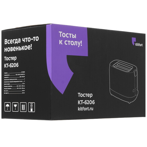 Купить Тостер Kitfort КТ-6206 белый  9061637. Характеристики, отзывы и цены в Донецке
