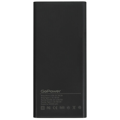 Купить Портативный аккумулятор GoPower PB03-10 черный  9208600. Характеристики, отзывы и цены в Донецке
