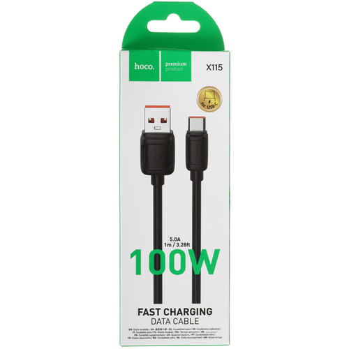 Купить Кабель круглый Hoco USB Type-C - USB 2.0 Type-A черный 1 м  5635367. Характеристики, отзывы и цены в Донецке