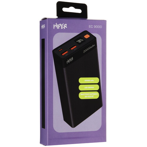 Купить Портативный аккумулятор HIPER EC 9000 черный  5612883. Характеристики, отзывы и цены в Донецке